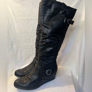 Knee high wedge boots